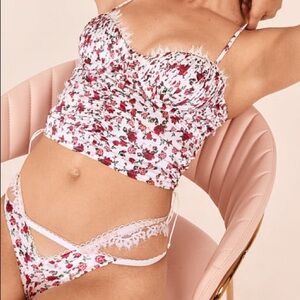 For Love And Lemons Melrose Bustier White Floral Large NEW